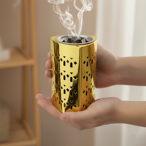 Nouveau brûleur à bakhoor en métal moderne, résine d'oud, finition haut de gamme, encens royal, aromathérapie, décoration d'intérieur, White Royals - Product Image 2