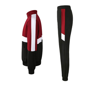 Conjunto Deportivo Unisex con Bloques de Color Rojo, Negro y Blanco, Cremallera Completa, Bolsillos Laterales, Transpirable, Estilo Deportivo, para Otoño, Corte Regular - Product Image 3