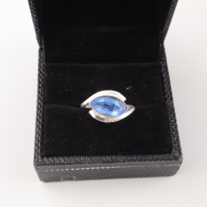 <b>Indian</b> Handmade Designer Eye Patterned Precious Metal Alloy Tanzanite Gemstone <b>Ring</b> for Unisex Wear Party Gifts - Product Image 1