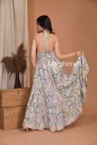 Boho Silk Maxi <b>Dress</b> Halter Neck Floral Printed Multicolor Maxi <b>Dress</b> for Women Comfortable <b>Dress</b> at Wholesale Price Bulk Export - Product Image 2