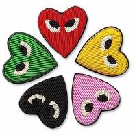 Lot de badges brodés en forme de cœur à coudre, motifs multicolores en forme d'œil, appliques en tissu pour vêtements