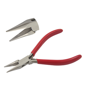130mm Stainless Steel Chain Nose <b>Pliers</b> Serrated Jaws Spring PVC Handles Jewelry Making DIY Crafts Circlip Crimping Fishing - Product Image 1