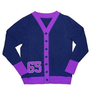 Men's <b>Purple</b> Knitted V-Neck <b>Cardigan</b> Full Sleeve Button Closure Autumn Style Sweater Solid Color 65 Front Print - Product Image 5
