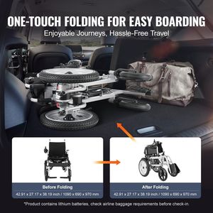 Fauteuil roulant électrique pour adultes et seniors, capacité de poids de 265 lb, largeur de 17,5 pouces, léger, pliable, motorisé - Product Image 4