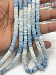 Cuentas de Piedras Preciosas de Alta Calidad para la Elaboración de Joyería, 17 Pulgadas, Ópalo Azul Natural Facetado, Forma de Neumático Heishi, Tamaño 7-8 mm - Product Image 4