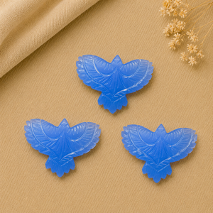 Escultura de águila en calcedonia azul de 30 mm, colgante de piedra preciosa hecho a mano para la fabricación de joyas, decoración, manualidades, suministros al por mayor - Product Image 3