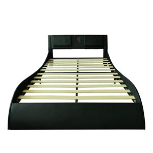 Queen Size in ecopelle piattaforma telaio del letto illuminazione a LED Bluetooth controllo musica schienale vibrazione massaggio legno stecca supporto - Product Image 3