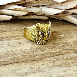 Antique Design Owl <b>Ring</b> Boho Brass <b>Rings</b> <b>Men</b> 18k Gold Plated Animal Design Gothic Chunky Amethyst Jewelry <b>for</b> Wholesale/OEM/ODM - Product Image 4