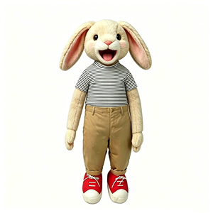 Marioneta de conejo de cuerpo completo, marioneta de conejo ventrilógico, marioneta de conejo suave, juguete de peluche de conejo beige para niños - Product Image 1