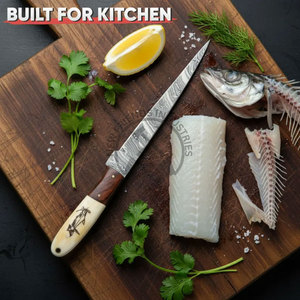 Nouveau Couteau de Filetage Haut de Gamme en Acier Damas Fait Main, Lame de 8 Pouces, Flexible, Ambidextre, Couteau de Chef, Cadeau pour Occasions Spéciales, Couteau de Cuisine - Product Image 4