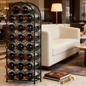 Moderno y Clásico Estante para Vino de Metal Negro de 8 Niveles, Independiente, con Parte Superior Cuadrada, Capacidad para 3 Litros, Almacenamiento Vertical para 23 Botellas, Resistente al Óxido - Product Image 4