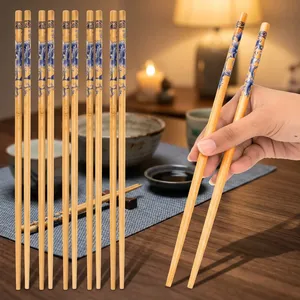 Baguettes réutilisables en bambou naturel pour sushis, nouilles, riz frit, plats asiatiques – Légères, prise en main facile, style japonais - Product Image 2