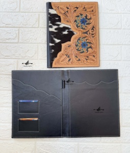 Customized Hair On Hide Leather Business Planner Portfolio Conference File Folders Document Folder Binder With Card Holder - Product Image 6