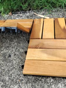 Azulejos de cubierta de acacia de diseño moderno, baldosas de suelo entrelazadas antideslizantes de 300*300mm para interior y exterior, jardín, terraza, patio trasero - Product Image 4