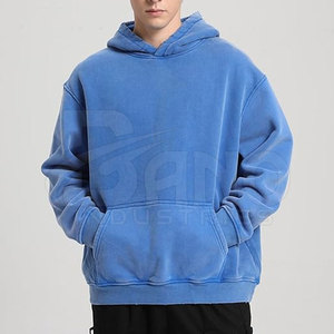 Sweat à capuche uni délavé à l'acide, 100 % coton, doublure polaire douce pour homme, hiver, logo personnalisé, le plus vendu - Product Image 3
