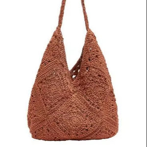 Nuevo Bolso Tote Bohemio de Ganchillo de Algodón con Patrón de Letras, Dos Asas, Ligero, Tamaño Personalizado, Bolso de Playa de Verano para Mujer - Product Image 1
