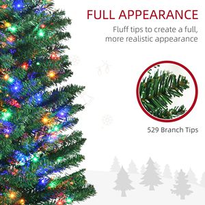 7 Skinny-Shaped Artificial Pencil Christmas <b>Trees</b> with Colorful <b>LED</b> Lights and Steel Base Holiday Decorations - Product Image 6