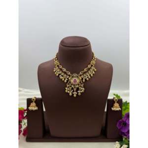 Indian Ethnic Divya Premium <b>Gold</b> Plated Bridal Chorski Necklace <b>Set</b> - Product Image 1