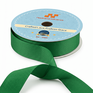 Cinta de grogrén verde de 25 mm al por mayor, 100% poliéster, resistente al encogimiento, para accesorios para el cabello, cordones, correas para bolsos, embalaje de regalos y costura. - Product Image 2