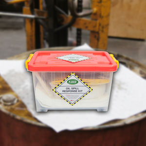 Kit Profesional de 15 Litros para Derrames de Aceite, Paquete de Respuesta a Emergencias en Caja de Almacenamiento Transparente Resistente, Alta Absorbencia - Product Image 1