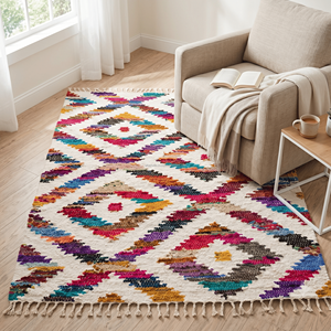Southwestern Tribal Wool Kilim Area <b>Rug</b> for Living Room <b>Rustic</b> Bohemian & Global Style Home - Product Image 4