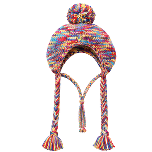 Gorro de Punto para Perro con Pompones, Multicolor Caleidoscopio, Gorro de Invierno con Lazos Trenzados, Ajuste Suave y Elástico para Perros en Clima Frío - Product Image 2