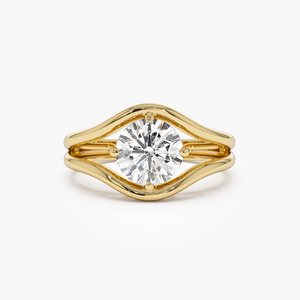 Anillo de Compromiso y Matrimonio de Oro Sólido de 14k con Diamante Cultivado en Laboratorio de Corte Brillante Redondo, VVS1, Certificado IGI - Product Image 1