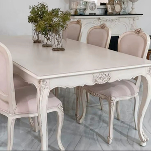 Luxury Handcrafted French Provincial 6 Seater <b>Dining</b> <b>Table</b> Set Ornate Carved <b>White</b> Antique Finish - Product Image 1