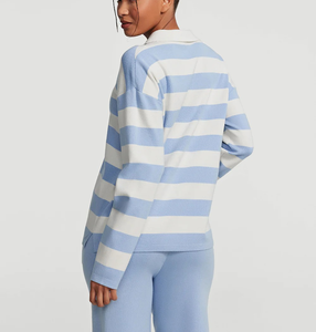 Polo de rugby vintage personnalisé pour femme, rayures cousues, blocs de couleur, polo de sport contrastant, grande taille pour femme - Product Image 6