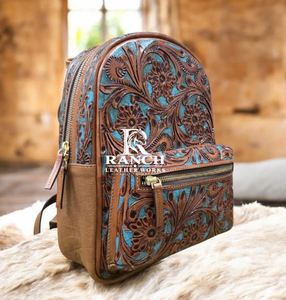 Sac à dos de mode en cuir véritable fait main de haute qualité avec grande capacité pour le travail et les études RANCH LEATHER WORKS Inde Toutes saisons - Product Image 1