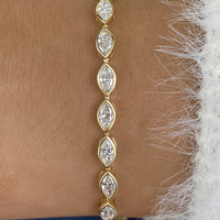 Bracelet en or avec diamants de laboratoire ronds brillants certifiés IGI 10K 14K 18K Jaune Rose Blanc Bijoux de luxe pour mariée