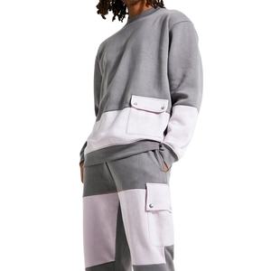 Survêtements d'hiver pour hommes en gros Sweat-shirt à capuche avec logo personnalisé et combinaisons de jogging unies de couleur unie - Product Image 2