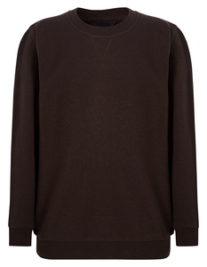 Sudadera de Felpa de Poliéster Transpirable con Cuello Redondo para Niños, Color Marrón Oscuro, Tejida, Informal, para Otoño - Product Image 1