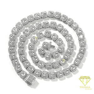 Cadena de tenis de lujo con diamantes VVS cultivados en laboratorio en plata de ley 925 con eslabones de piedra cuadrada para distribuidores de joyería - Product Image 2