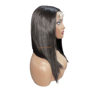Top Quality Midium Length Natural Black <b>Wig</b> Human Hair Straight Cut Middle Part Lace Frontal <b>Wigs</b> 100% Raw Vietnamese Hair - Product Image 4