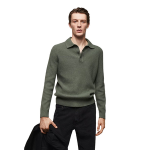 Polo à manches longues pour homme, coupe ajustée, couleur unie, patte de boutonnage, tissu extensible doux, respirant, léger, décontracté, pour tous les jours - Product Image 2