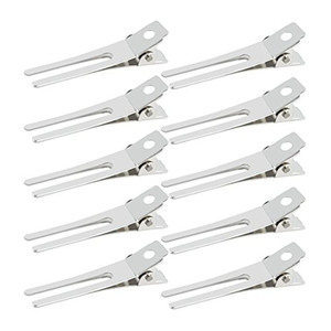 Pinces à cheveux double griffe en acier inoxydable pour salon, pinces de sectionnement pour extensions capillaires, vente en gros disponible, couleurs personnalisables - Product Image 2