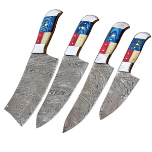 ชุดมีดครัวเหล็กดามัสกัส 4 ชิ้น ด้ามเรซิ่น ลายรักชาติ คมกริบ ใบมีดตรง - Product Image 6