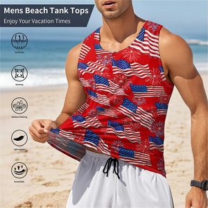 Custom Tank Top Sublimation Print USA Flag <b>Mens</b> Tank Tops Casual Singlet Old Glory Red <b>White</b> Blue Artwork <b>Mens</b> Sleeveless <b>Vests</b> - Product Image 5