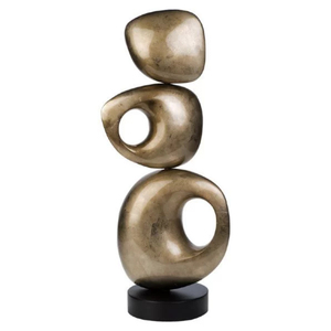 Handcrafted Silver Metal <b>Round</b> Abstract Sculpture On Black Wood Base Modern Home & Office <b>Table</b> Decor Showpiece In Best Price - Product Image 5