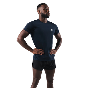 Camiseta de Manga Corta Azul Marino para Hombre, Cómoda, de Algodón Premium, Informal, para Gimnasio, Venta al Por Mayor, Ropa Deportiva Moderna - Product Image 4