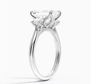 Anillo de Compromiso con Diamante Corte Esmeralda y Diamantes Princess para Mujer, Diamante Cultivado en Laboratorio Clásico - Product Image 4