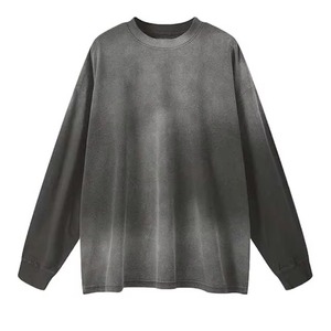 เสื้อสเวตเชิ้ตผู้ชายสไตล์วินเทจ ล้างสีแบบแอซิดวอช ผ้าฝ้ายฟลีซ 100% ทรงปกติ คอกลม แขนยาว สวมใส่สบายๆ สำหรับฤดูหนาว สตรีทแวร์ - Product Image 1