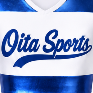 Ensemble uniforme de cheerleading sublimé blanc et bleu sans manches, haut court et jupe pour équipe sportive, tenue de performance et d'entraînement - Product Image 3