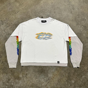 ZOS T-shirt blanc à manches courtes pour homme avec imprimé flamme, coupe classique, décontracté, en jersey de coton, col rond, streetwear - Product Image 3