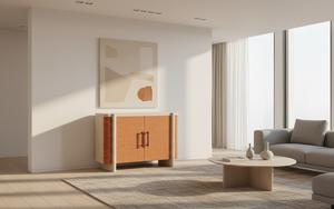 Modern 2 Door Solid Oak Sideboard Cabinet <b>for</b> Living Room-Water Resistant <b>Storage</b> with Minimalist Design - Product Image 5