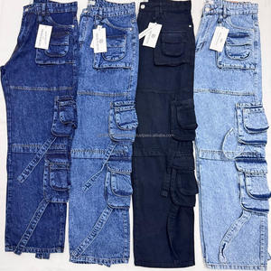 Nouveau Jean Cargo Homme Y2K en Denim Coton Haut de Gamme Effet Délavé Couleur Unie 8 Poches Style Streetwear – Collection Automne 2026 - Product Image 3