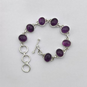Bracelet ajustable en argent sterling 925 avec améthyste violette naturelle, bijou en pierre précieuse naturelle, bracelet de créateur pour femme et homme - Product Image 5