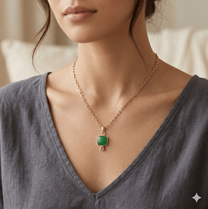 Livraison rapide, nouveau collier avec pendentif en argent sterling 925 plaqué or, aventurine, tourmaline, pour femmes - Cadeau de mariage, design tendance - Product Image 3