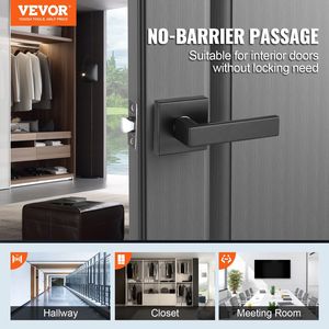 1 confezione leva porta di passaggio nera opaca maniglia interna reversibile per porta e finestra - Product Image 2